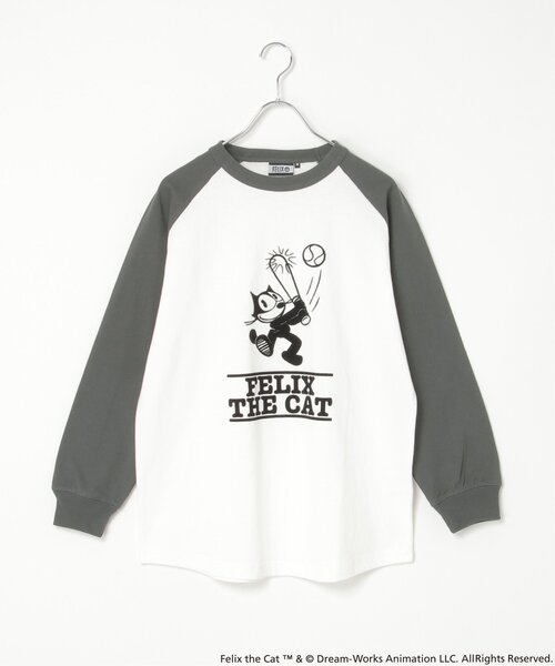 VENCEEXCHANGE（ヴァンスエクスチェンジ）の「"Felix the cat" フィリックス・ザ・キャット / ラグランフロッキーロンT（Tシャツ/カットソー・メンズ・オフホワイト/その他1/チャコール・LL/M/L）」の4枚目の写真