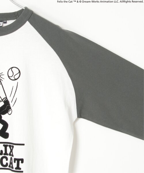VENCEEXCHANGE（ヴァンスエクスチェンジ）の「"Felix the cat" フィリックス・ザ・キャット / ラグランフロッキーロンT（Tシャツ/カットソー・メンズ・オフホワイト/その他1/チャコール・LL/M/L）」の6枚目の写真