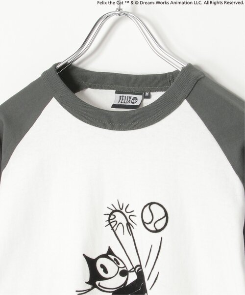 VENCEEXCHANGE（ヴァンスエクスチェンジ）の「"Felix the cat" フィリックス・ザ・キャット / ラグランフロッキーロンT（Tシャツ/カットソー・メンズ・オフホワイト/その他1/チャコール・LL/M/L）」の9枚目の写真