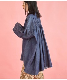 Settimissimo | バック ギャザー ワイド カフス デニム　シャツ(シャツ/ブラウス)