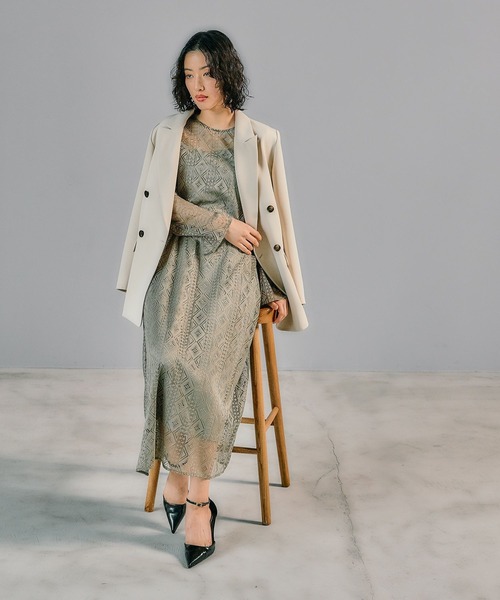 LEPSIM（レプシィム）の「【結婚式／オケージョン】格子レースキャミ付きワンピース　322941（ドレス・レディース・ライトグリーン/ブラック/ブルー・FREE）」の9枚目の写真