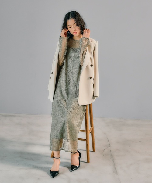 LEPSIM（レプシィム）の「【結婚式／オケージョン】格子レースキャミ付きワンピース　322941（ドレス・レディース・ライトグリーン/ブラック/ブルー・FREE）」の10枚目の写真