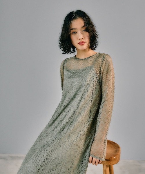 LEPSIM（レプシィム）の「【結婚式／オケージョン】格子レースキャミ付きワンピース　322941（ドレス・レディース・ライトグリーン/ブラック/ブルー・FREE）」の11枚目の写真