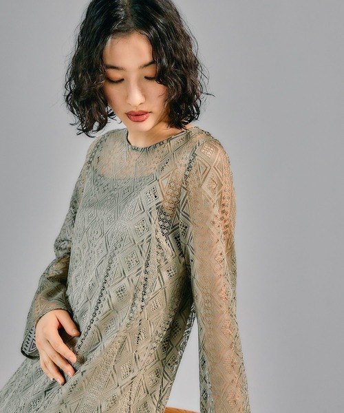 LEPSIM（レプシィム）の「【結婚式／オケージョン】格子レースキャミ付きワンピース　322941（ドレス・レディース・ライトグリーン/ブラック/ブルー・FREE）」の12枚目の写真