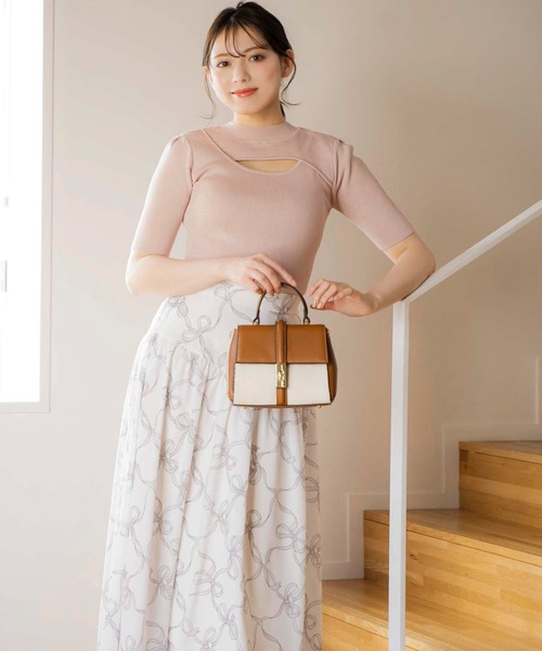 NOELA(ノエラ)の「リボンチェックスカート(スカート・レディース・オフホワイト/サックスブルー/ピンク・S/M)」の5枚目の写真