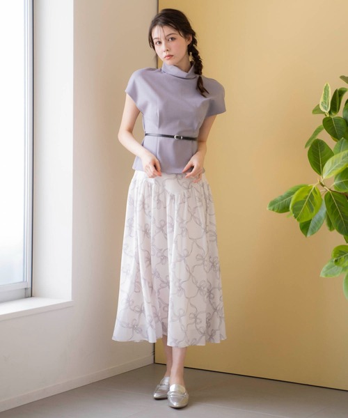NOELA(ノエラ)の「リボンチェックスカート(スカート・レディース・オフホワイト/サックスブルー/ピンク・S/M)」の14枚目の写真