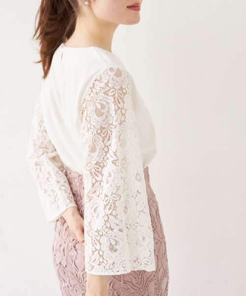 tocco closet(トッコ クローゼット)の「パール付きレーススリーブ切り替えブラウス(シャツ/ブラウス・レディース・ブラック/オフホワイト・M)」の19枚目の写真