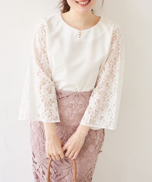 tocco closet(トッコ クローゼット)の「パール付きレーススリーブ切り替えブラウス(シャツ/ブラウス・レディース・ブラック/オフホワイト・M)」の20枚目の写真