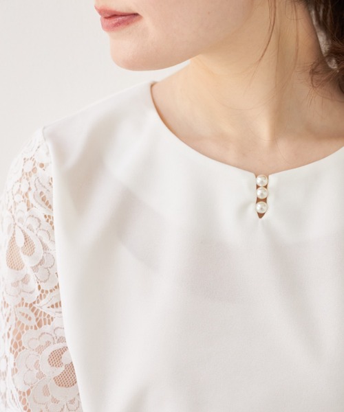 tocco closet(トッコ クローゼット)の「パール付きレーススリーブ切り替えブラウス(シャツ/ブラウス・レディース・ブラック/オフホワイト・M)」の17枚目の写真