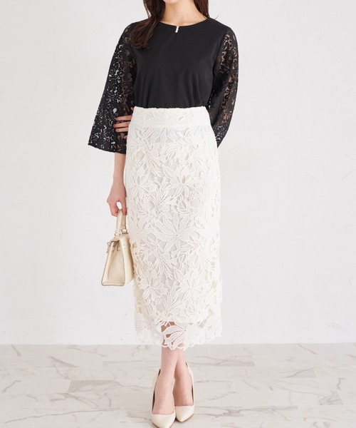 tocco closet(トッコ クローゼット)の「パール付きレーススリーブ切り替えブラウス(シャツ/ブラウス・レディース・ブラック/オフホワイト・M)」の16枚目の写真