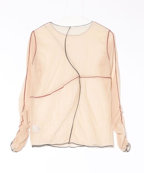 ELLEgirl(エルガール)の「配色メローデザインシアートップス(Tシャツ/カットソー・レディース・ベージュ/ブラック/サックスブルー・FREE)」の4枚目の写真
