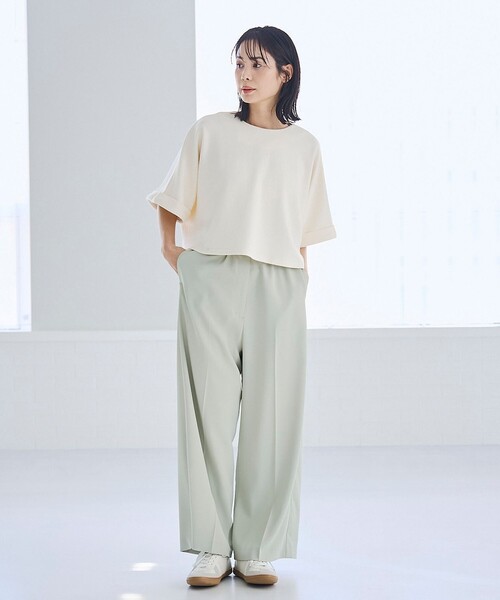 RONEL(ロネル)の「【防しわ/マシンウォッシュ】ネップジョーゼットショートプルオーバー(Tシャツ/カットソー・レディース・ブラック/ライトブルー/ホワイト・S/M/L)」の4枚目の写真