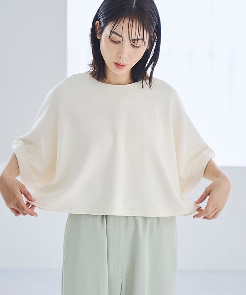 RONEL(ロネル)の「【防しわ/マシンウォッシュ】ネップジョーゼットショートプルオーバー(Tシャツ/カットソー・レディース・ブラック/ライトブルー/ホワイト・S/M/L)」の5枚目の写真