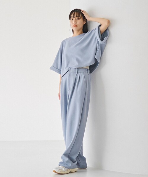 RONEL(ロネル)の「【防しわ/マシンウォッシュ】ネップジョーゼットショートプルオーバー(Tシャツ/カットソー・レディース・ブラック/ライトブルー/ホワイト・S/M/L)」の13枚目の写真
