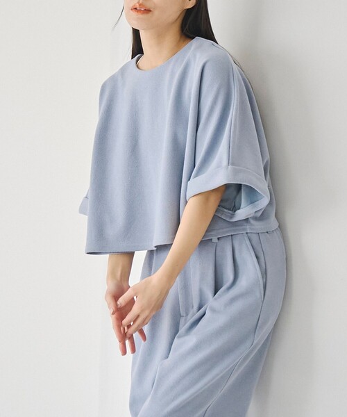 RONEL(ロネル)の「【防しわ/マシンウォッシュ】ネップジョーゼットショートプルオーバー(Tシャツ/カットソー・レディース・ブラック/ライトブルー/ホワイト・S/M/L)」の14枚目の写真