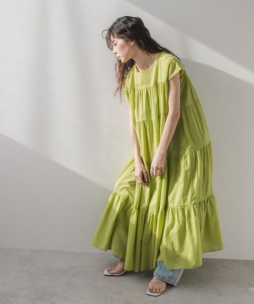 rectangle（レクタングル）の「コットンティアードワンピース（ワンピース・レディース・ラベンダー/オリーブ/ブラック・FREE）」の5枚目の写真