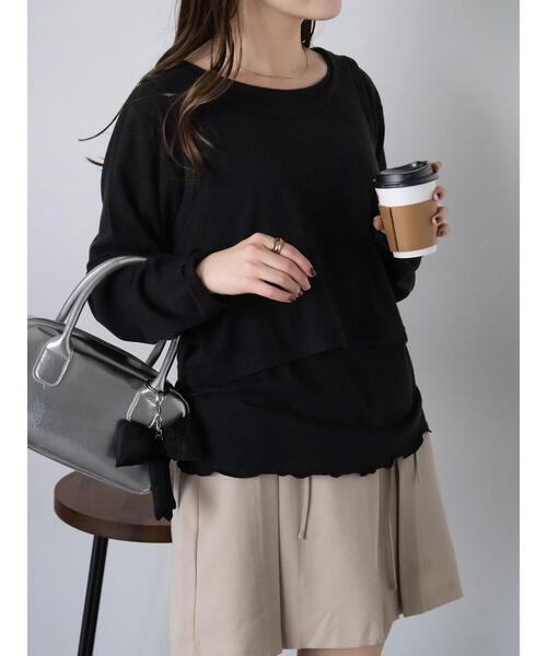 ehka sopo（エヘカソポ）の「タンクトップセットカットソー（Tシャツ/カットソー・レディース・ミント/ブラック/オフホワイト・F）」の3枚目の写真