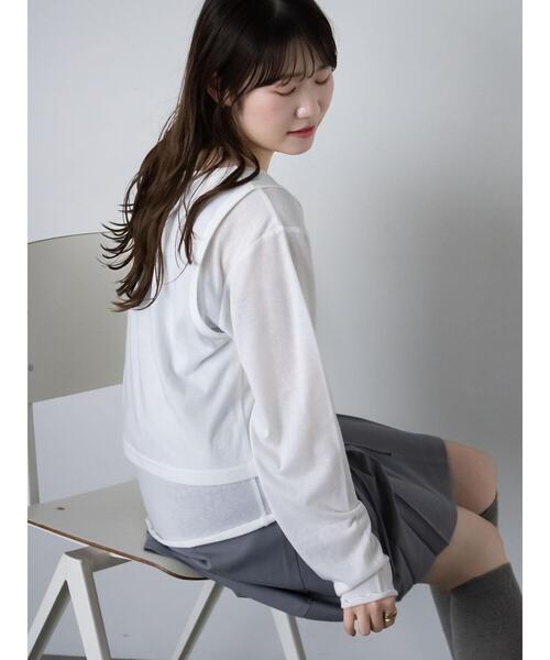 ehka sopo（エヘカソポ）の「タンクトップセットカットソー（Tシャツ/カットソー・レディース・ミント/ブラック/オフホワイト・F）」の6枚目の写真