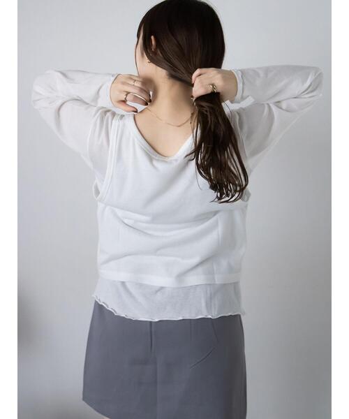 ehka sopo（エヘカソポ）の「タンクトップセットカットソー（Tシャツ/カットソー・レディース・ミント/ブラック/オフホワイト・F）」の7枚目の写真