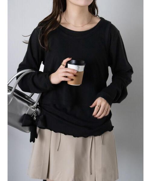 ehka sopo（エヘカソポ）の「タンクトップセットカットソー（Tシャツ/カットソー・レディース・ミント/ブラック/オフホワイト・F）」の12枚目の写真