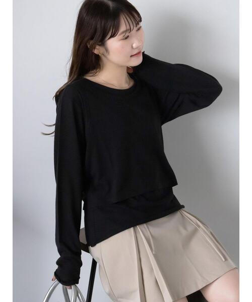 ehka sopo（エヘカソポ）の「タンクトップセットカットソー（Tシャツ/カットソー・レディース・ミント/ブラック/オフホワイト・F）」の13枚目の写真