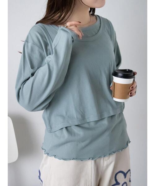 ehka sopo（エヘカソポ）の「タンクトップセットカットソー（Tシャツ/カットソー・レディース・ミント/ブラック/オフホワイト・F）」の21枚目の写真