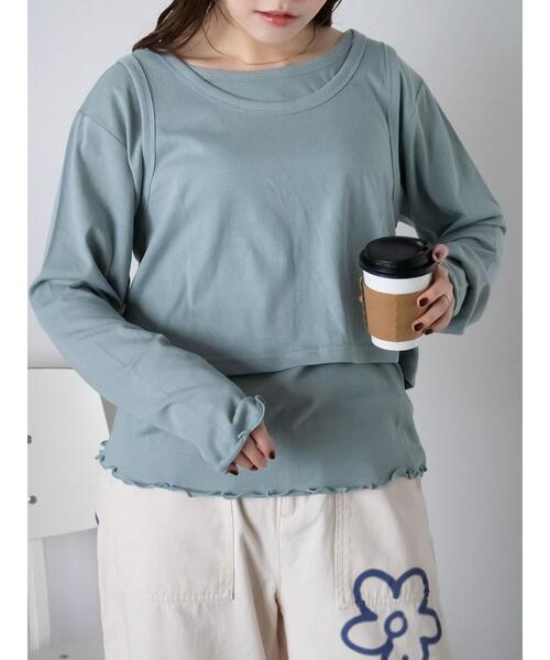 ehka sopo（エヘカソポ）の「タンクトップセットカットソー（Tシャツ/カットソー・レディース・ミント/ブラック/オフホワイト・F）」の22枚目の写真