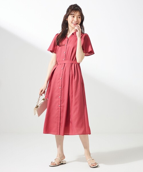 ANY SIS(エニィスィス)の「スムージーポリエステル シャツワンピース(ワンピース・レディース・ダルブルー系/ネイビー系/ライトグリーン系9/レッド系/ダークブラウン系9・4)」の5枚目の写真