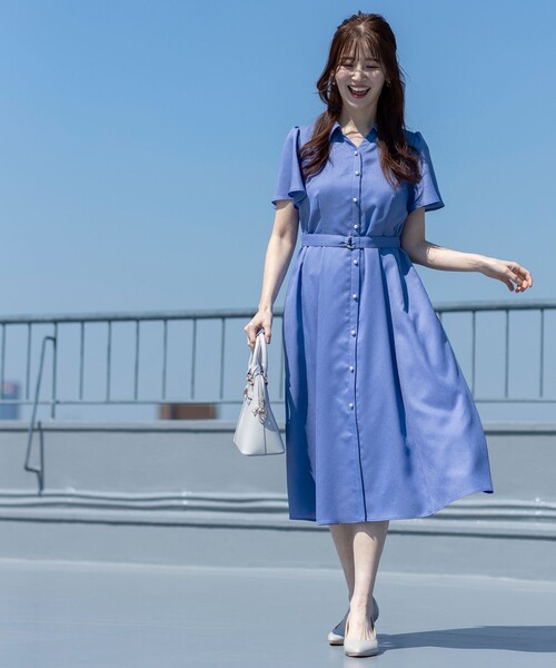 ANY SIS(エニィスィス)の「スムージーポリエステル シャツワンピース(ワンピース・レディース・ダルブルー系/ネイビー系/ライトグリーン系9/レッド系/ダークブラウン系9・4)」の7枚目の写真