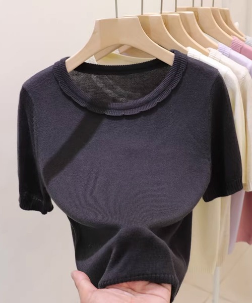 BANICO(バニコ)の「シンプルサマーニットTシャツ (SS)(ニット/セーター・レディース・ピンク/ベージュ/パープル/グリーン/ダークグレー・FREE)」の22枚目の写真
