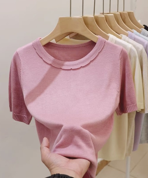 BANICO(バニコ)の「シンプルサマーニットTシャツ (SS)(ニット/セーター・レディース・ピンク/ベージュ/パープル/グリーン/ダークグレー・FREE)」の20枚目の写真