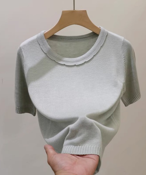 BANICO(バニコ)の「シンプルサマーニットTシャツ (SS)(ニット/セーター・レディース・ピンク/ベージュ/パープル/グリーン/ダークグレー・FREE)」の18枚目の写真