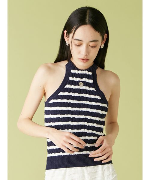 【LILY BROWN×MARY QUANT】デイジー刺繍アメスリケーブルニット LILY BROWN×MARY QUANT】デイジー刺繍アメスリケーブルニット