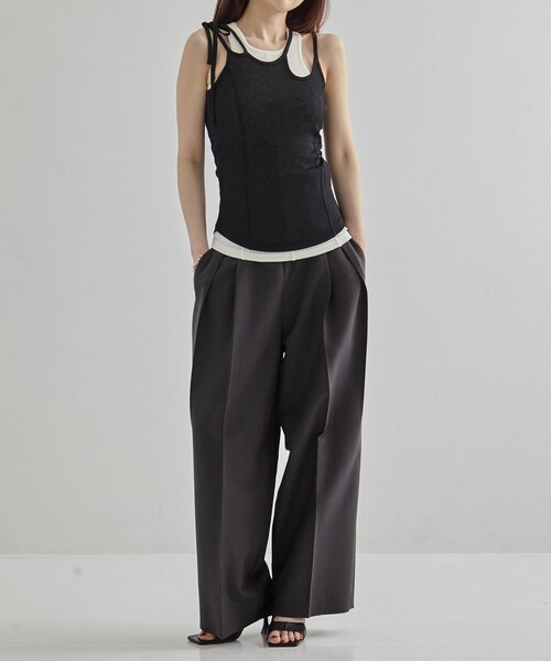 UNITED TOKYO（ユナイテッドトウキョウ）の「【2way】2way Cami & Padded Tanktop｜ウォッシャブル/速乾/カップ付き/夏服（タンクトップ・レディース・ベージュ/ホワイト/レッド・FREE）」の4枚目の写真