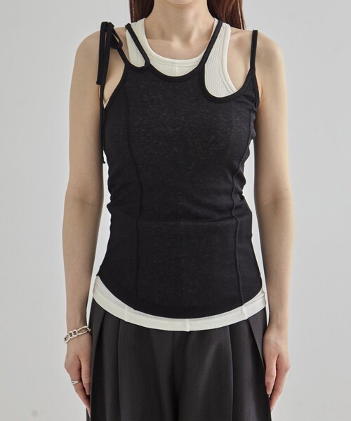 UNITED TOKYO（ユナイテッドトウキョウ）の「【2way】2way Cami & Padded Tanktop｜ウォッシャブル/速乾/カップ付き/夏服（タンクトップ・レディース・ベージュ/ホワイト/レッド・FREE）」の5枚目の写真