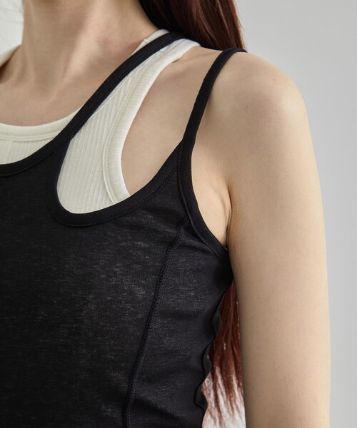 UNITED TOKYO（ユナイテッドトウキョウ）の「【2way】2way Cami & Padded Tanktop｜ウォッシャブル/速乾/カップ付き/夏服（タンクトップ・レディース・ベージュ/ホワイト/レッド・FREE）」の12枚目の写真