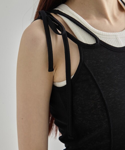 UNITED TOKYO（ユナイテッドトウキョウ）の「【2way】2way Cami & Padded Tanktop｜ウォッシャブル/速乾/カップ付き/夏服（タンクトップ・レディース・ベージュ/ホワイト/レッド・FREE）」の13枚目の写真