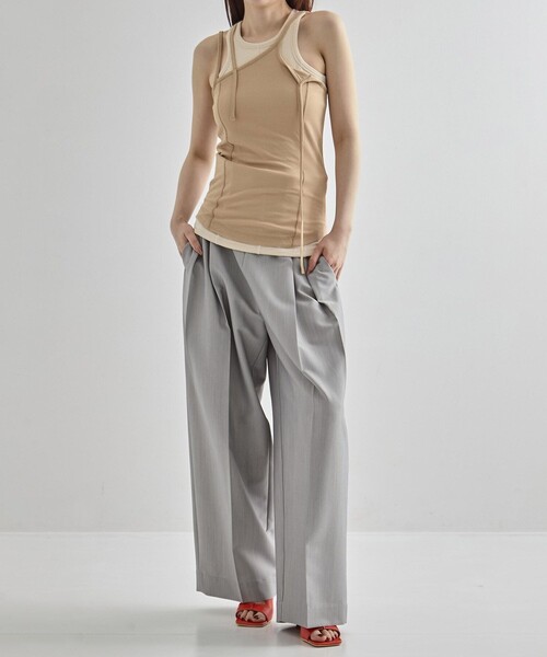 UNITED TOKYO（ユナイテッドトウキョウ）の「【2way】2way Cami & Padded Tanktop｜ウォッシャブル/速乾/カップ付き/夏服（タンクトップ・レディース・ベージュ/ホワイト/レッド・FREE）」の17枚目の写真