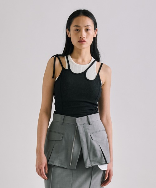 UNITED TOKYO（ユナイテッドトウキョウ）の「【2way】2way Cami & Padded Tanktop｜ウォッシャブル/速乾/カップ付き/夏服（タンクトップ・レディース・ベージュ/ホワイト/レッド・FREE）」の2枚目の写真