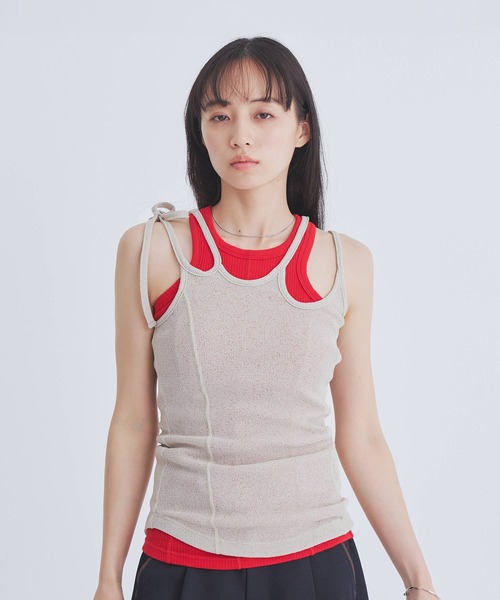 UNITED TOKYO(ユナイテッドトウキョウ)の「【新作】2way Cami & Padded Tanktop|ウォッシャブル/キャミ/タンクトップ/速乾/カップ付き/夏服(タンクトップ・レディース・ベージュ/ホワイト/レッド・FREE)」の18枚目の写真