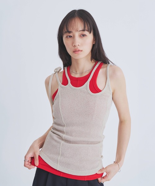 UNITED TOKYO(ユナイテッドトウキョウ)の「【新作】2way Cami & Padded Tanktop|ウォッシャブル/キャミ/タンクトップ/速乾/カップ付き/夏服(タンクトップ・レディース・ベージュ/ホワイト/レッド・FREE)」の17枚目の写真
