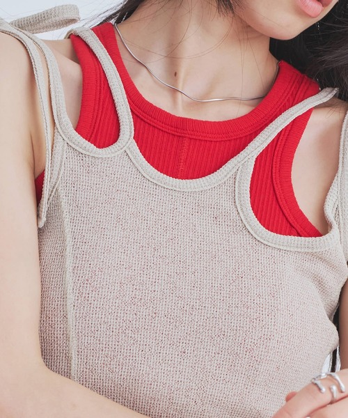 UNITED TOKYO(ユナイテッドトウキョウ)の「【新作】2way Cami & Padded Tanktop|ウォッシャブル/キャミ/タンクトップ/速乾/カップ付き/夏服(タンクトップ・レディース・ベージュ/ホワイト/レッド・FREE)」の22枚目の写真