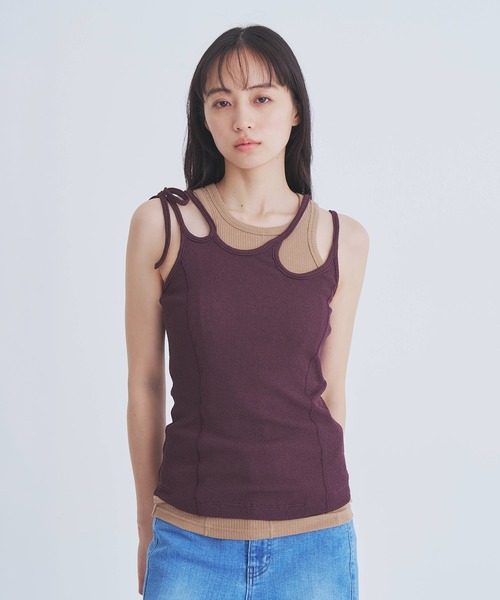 UNITED TOKYO(ユナイテッドトウキョウ)の「【新作】2way Cami & Padded Tanktop|ウォッシャブル/キャミ/タンクトップ/速乾/カップ付き/夏服(タンクトップ・レディース・ベージュ/ホワイト/レッド・FREE)」の7枚目の写真