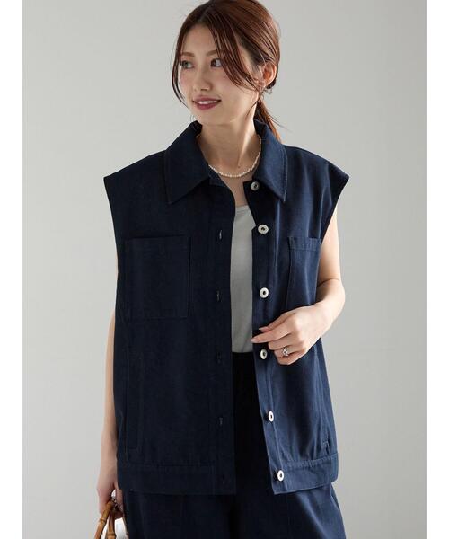 Te chichi（テチチ）の「デニムライクジレ（セットアップ可）（ベスト・レディース・ネイビー・F）」の4枚目の写真