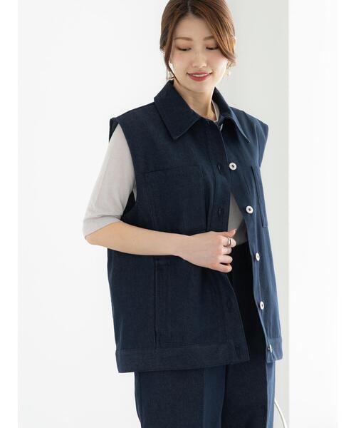 Te chichi（テチチ）の「デニムライクジレ（セットアップ可）（ベスト・レディース・ネイビー・F）」の9枚目の写真