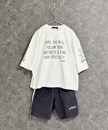 THE CASUAL（カジュアル）の「７分袖Tシャツ　ラインパンツ　セットアップ　上下セット（セットアップ）」