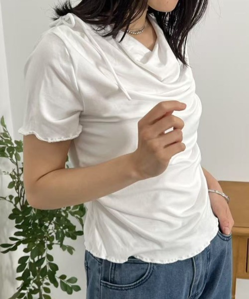 mebole(メボレ)の「ドレープリボンカットソー(Tシャツ/カットソー・レディース・ブルー/グレー/ブラック/ホワイト/ピンク・FREE)」の10枚目の写真
