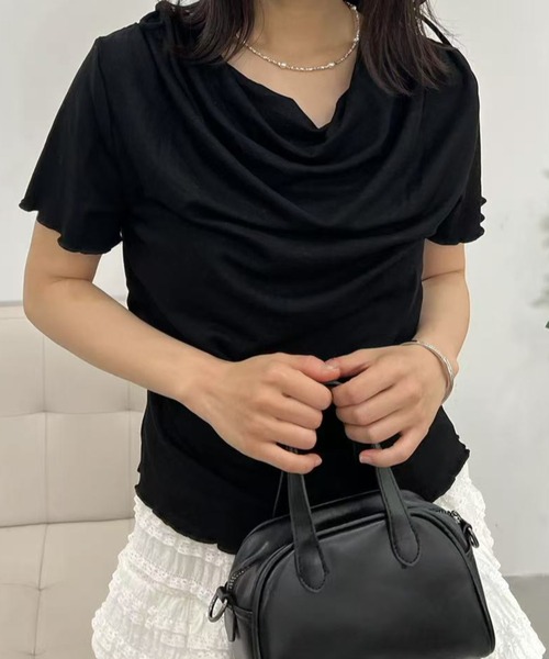 mebole(メボレ)の「ドレープリボンカットソー(Tシャツ/カットソー・レディース・ブルー/グレー/ブラック/ホワイト/ピンク・FREE)」の17枚目の写真