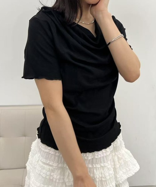 mebole(メボレ)の「ドレープリボンカットソー(Tシャツ/カットソー・レディース・ブルー/グレー/ブラック/ホワイト/ピンク・FREE)」の18枚目の写真