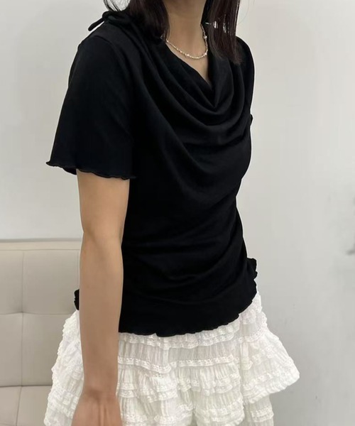 mebole(メボレ)の「ドレープリボンカットソー(Tシャツ/カットソー・レディース・ブルー/グレー/ブラック/ホワイト/ピンク・FREE)」の19枚目の写真
